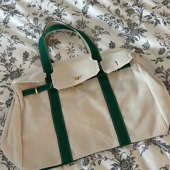 Boat Kin Canvas Bag New Tape Still On Feet Green Straps - Picture 8 of 9